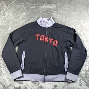 Blue Marlin Tokyo Track Jacket Mens Large Black Full Zip Embroidered Distressed